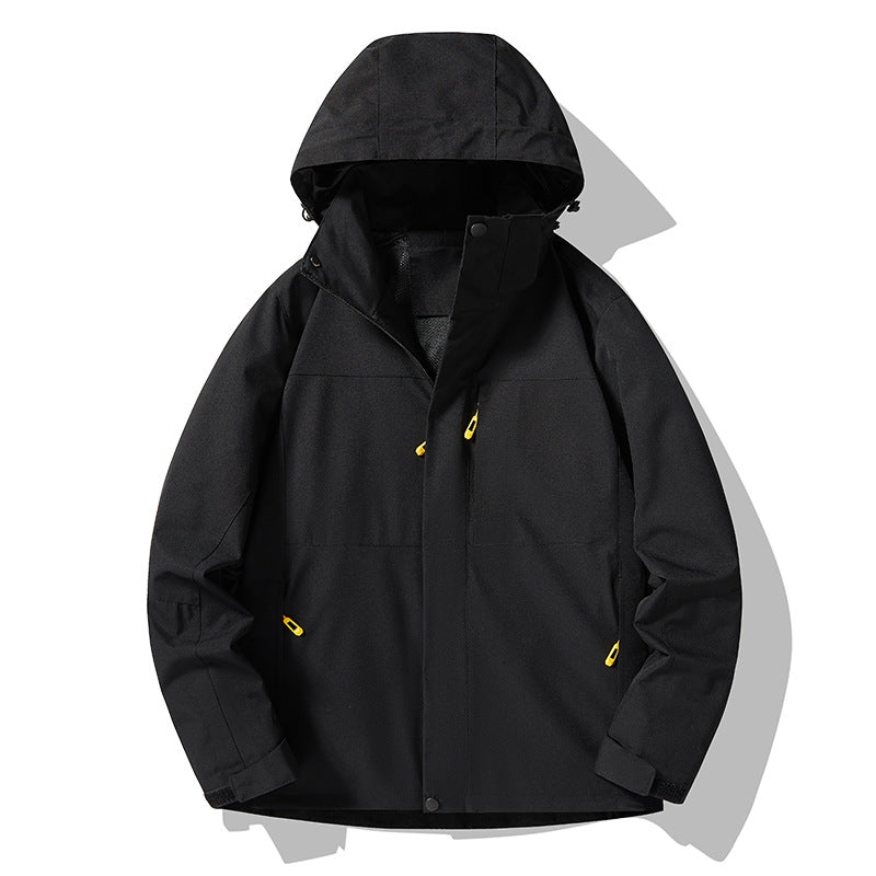 Herren Minimalistische technische Kapuzen-Softshelljacke mit mattem Finish und verdeckten Reißverschlüssen Shop Nory