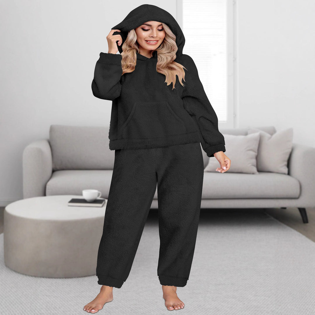 Damen Kuscheliges Teddy-Fleece Lounge-Set mit Kapuzenpullover und Jogginghose Shopy Nory