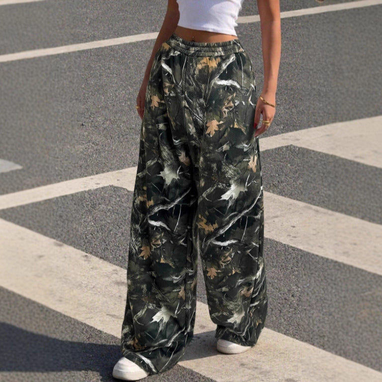 Damen nan weite Palazzo-Hose mit floralem Alloverprint und elastischem Bund Shop Nory