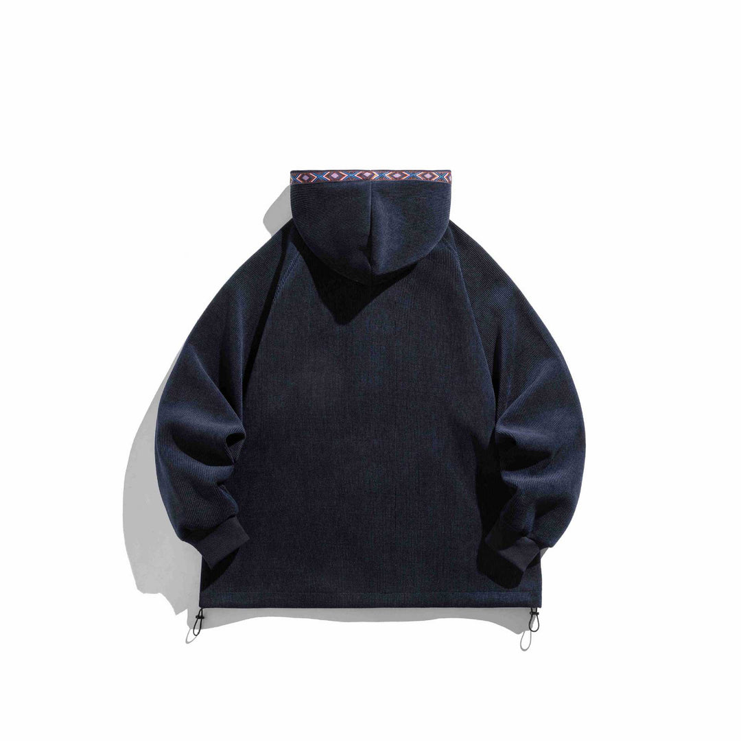 Unisex Oversize Kapuzen-Zipjacke aus geripptem French‑Terry mit Zierband Shop Nory
