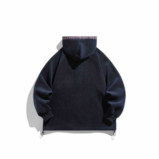 Unisex Oversize Kapuzen-Zipjacke aus geripptem French‑Terry mit Zierband Shop Nory
