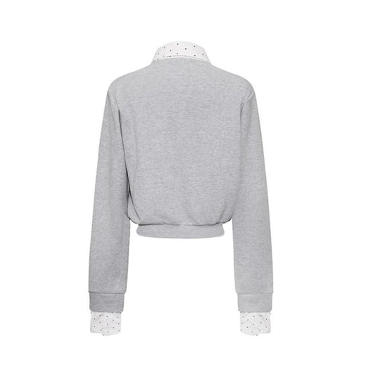 Damen Knopf-Sweatjacke mit eingesetztem Hemdkragen und Manschetten Shop Nory