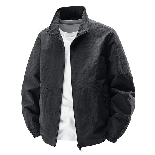 Herren Leichte Wind- und wasserabweisende Freizeitjacke mit Stehkragen und Reißverschlusstaschen Shop Nory