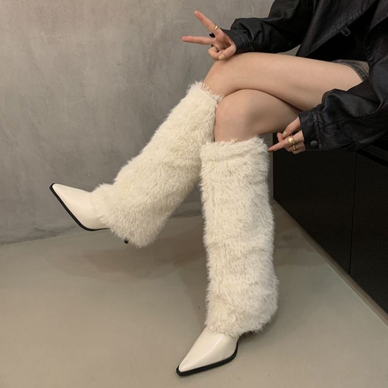 Damen Overknee‑Stiefelstulpen aus kuscheligem Kunstfell mit elastischem Schaft Shop Nory