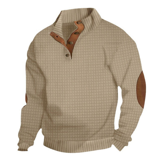 Herren Grobstrick-Troyer mit Zopfmuster, Stehkragen und Leder-Ellbogenpatches Shop Nory