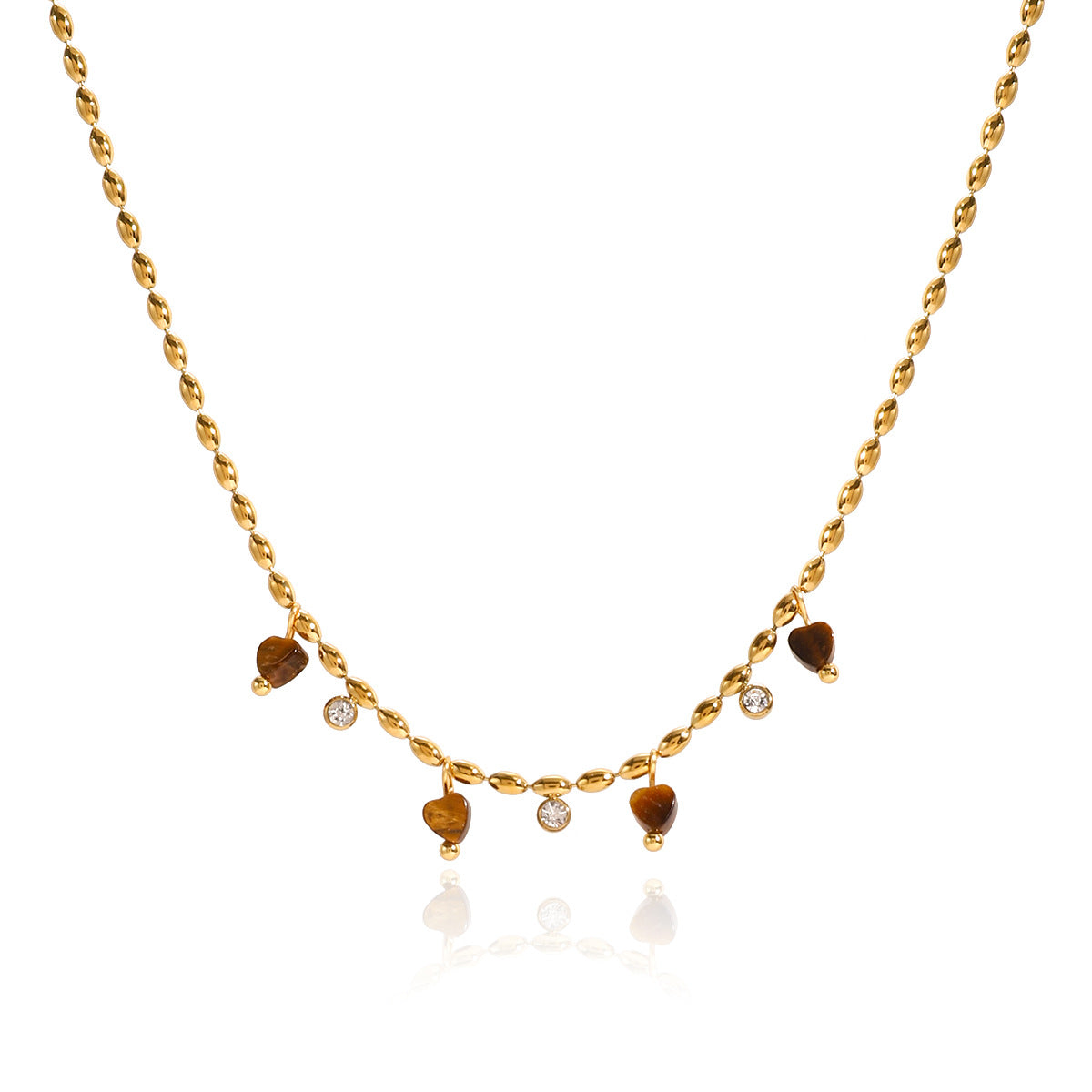 Damen Halskette mit funkelnden Zirkonia und Herzanhängern Shop Nory