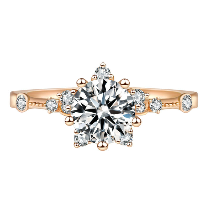 Damen Verlobungsring mit floralem Design und funkelndem Zirkonbesatz Shop Nory
