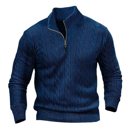 Herren Zopfmuster-Halbzipp-Pullover mit Mockneck und schmaler Silhouette Shop Nory