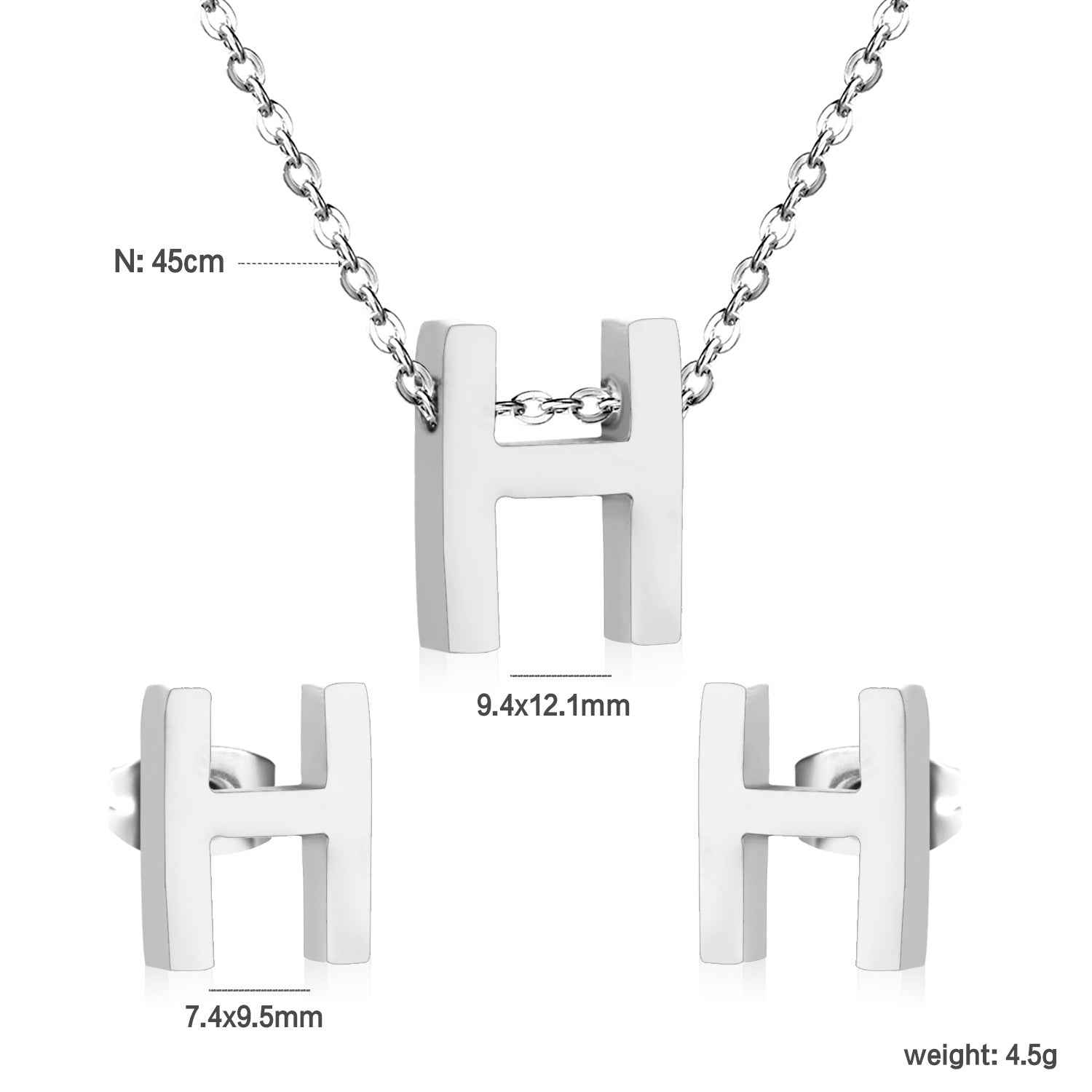 Damen Schmuckset mit K-Anhänger und passenden Ohrsteckern Shop Nory
