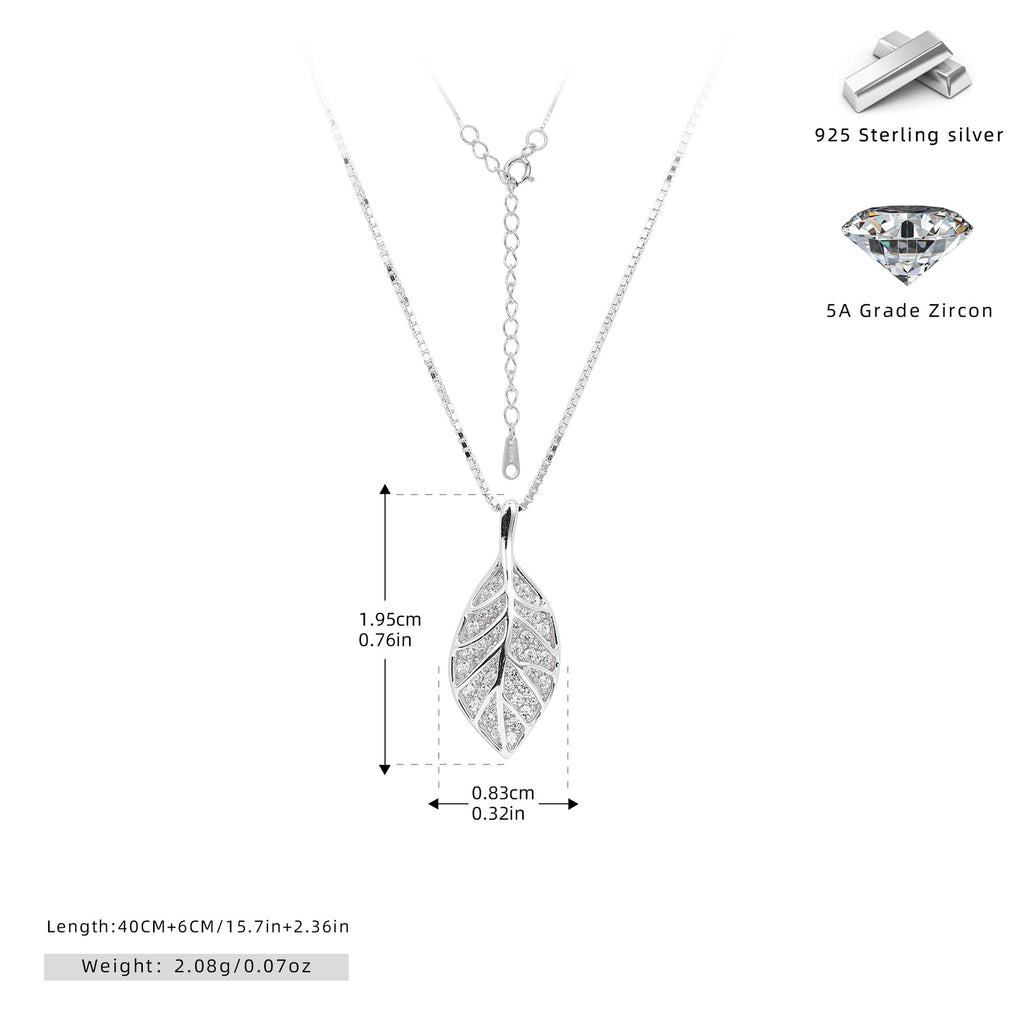 Damen Halskette mit filigranem Blätterdesign und hochwertigem Zirkonbesatz Shop Nory
