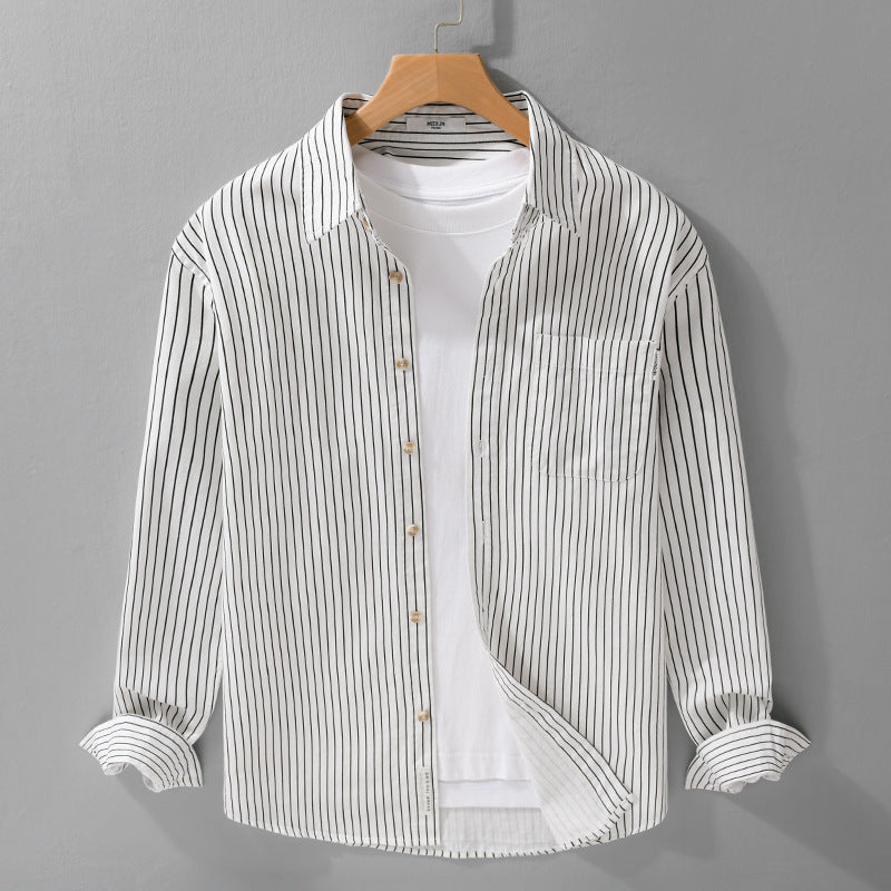 Herren Hemdjacken-Cut mit feinem Nadelstreifen und weichem Baumwollmix Shop Nory