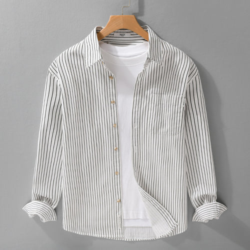 Herren Hemdjacken-Cut mit feinem Nadelstreifen und weichem Baumwollmix Shop Nory