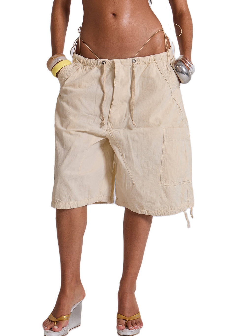 Damen lässige kurze Cargo-Shorts mit verstellbarem Bund und praktischen Taschen
