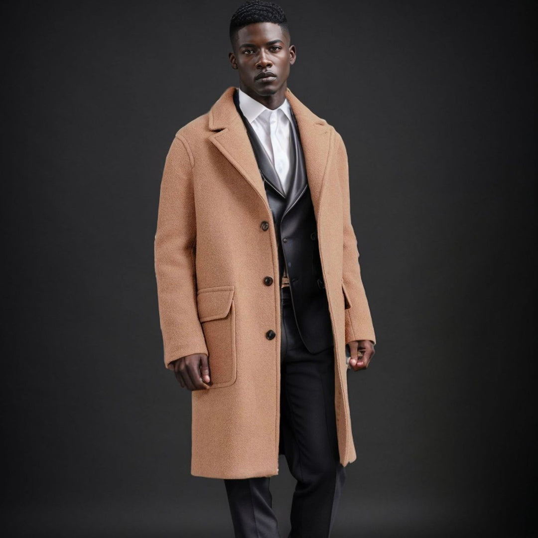 Herren Mid‑Length Teddy‑Wollmantel mit aufgesetzten Eingrifftaschen und Stehkragen Shop Nory