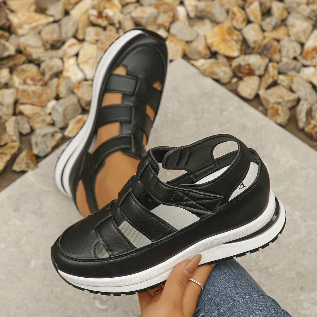 Damen bequeme Plattform-Sandalen mit atmungsaktiver Obermaterialstruktur und verstellbarem Riemendesign
