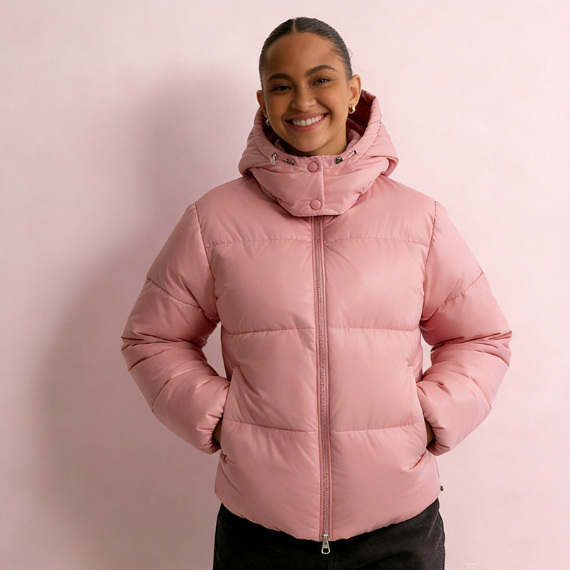 Damen Stepp-Pufferjacke mit Kapuze, hohem Stehkragen und Zwei-Wege‑Reißverschluss Shop Nory