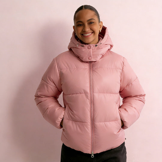 Damen Stepp-Pufferjacke mit Kapuze, hohem Stehkragen und Zwei-Wege‑Reißverschluss Shop Nory