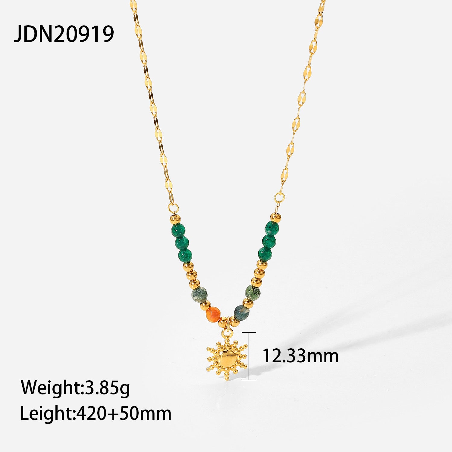 Damen Halskette mit bunten Natursteinen und verspieltem Sonnenanhänger Shop Nory