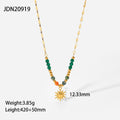 Damen Halskette mit farbigen Edelsteinen und goldener Sonnenanhänger Shop Nory