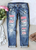 Damen Ripped Jeans mit modischen Patches und lässigem Schnitt