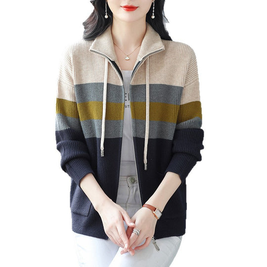 Damen Sportliche Kapuzenjacke mit Streifen Shop Nory