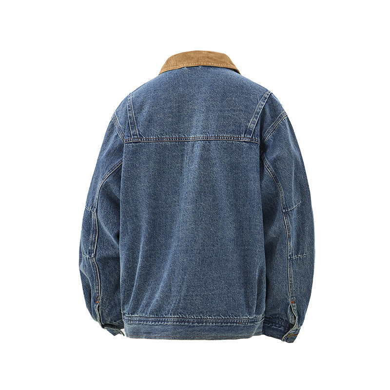 Herren Boxy Denim‑Blousonjacke mit Cordkragen und Multifunktionspattentaschen Shop Nory