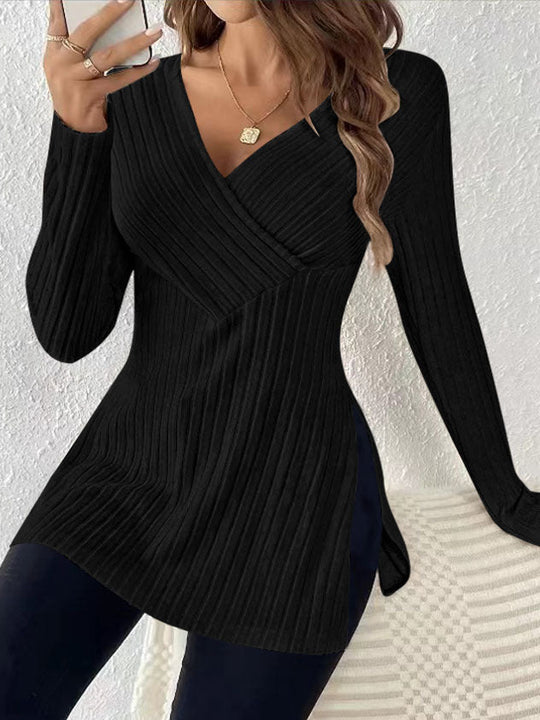 Damen Wickeloberteil mit strukturiertem Rippendesign und modernem Schnitt
