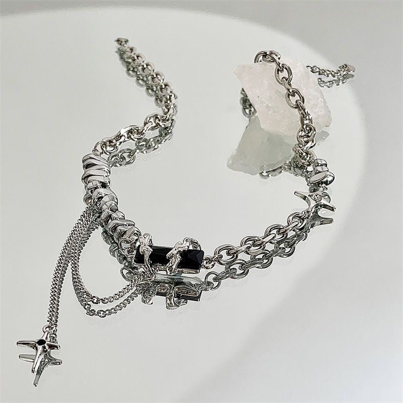 Damen modische Kette mit einzigartigem Pendelanhänger und strukturierter Gliederung Shop Nory