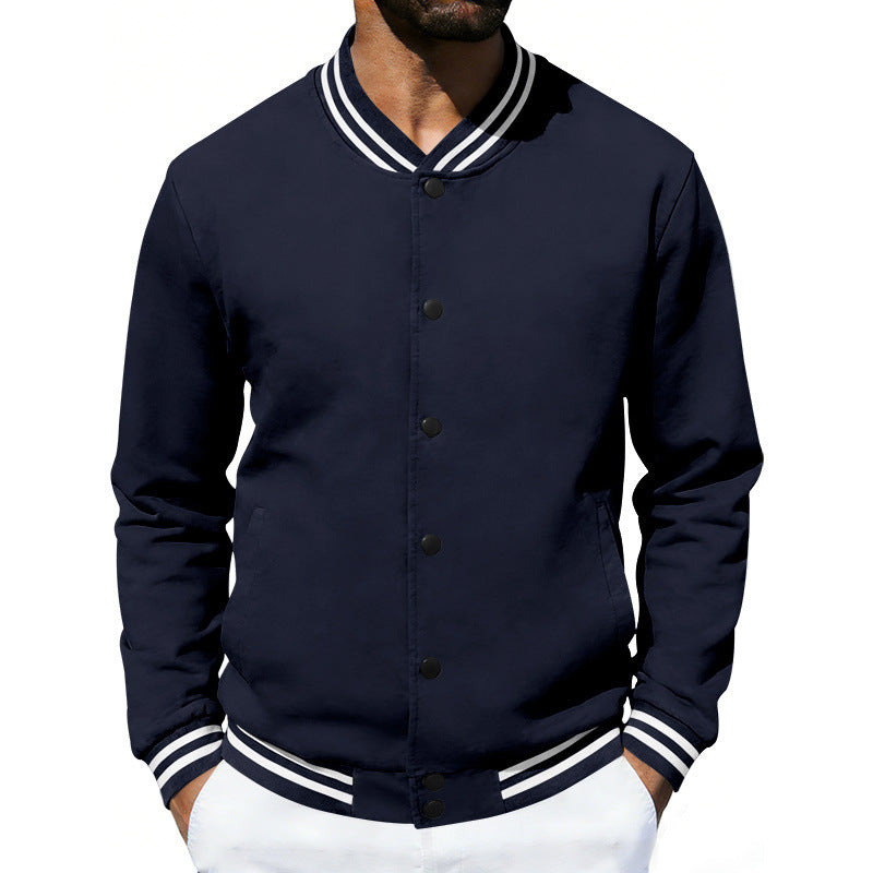 Herren Varsity-Bomberjacke aus Sweat mit gestreiftem Rippkragen Shop Nory