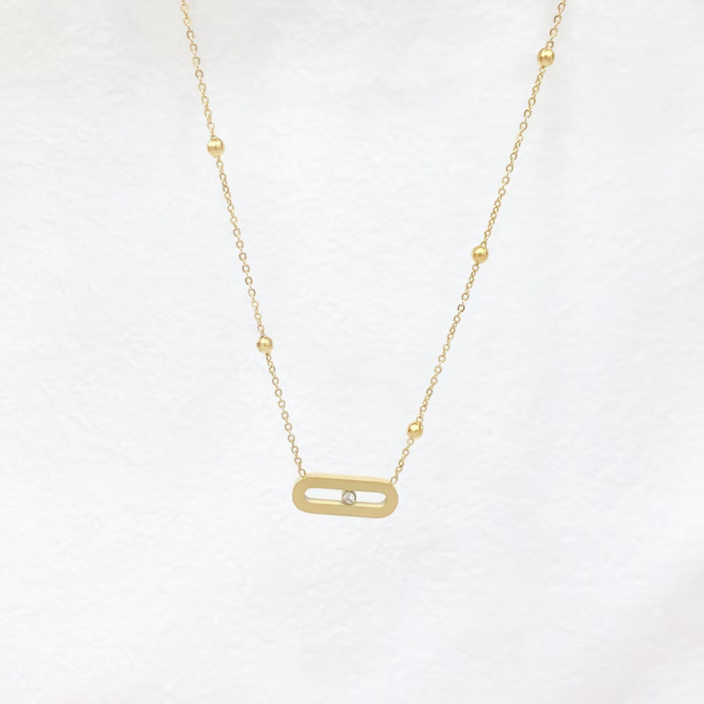 Damen Halskette mit modernem Oval- und Zirkonia-Anhänger Shop Nory