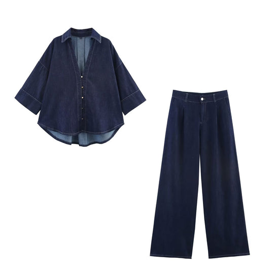 Damen Oversized Denim‑Hemdenjacke mit dreiviertel Ärmeln und High‑Low‑Saum Shop Nory