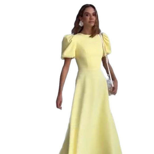 Damen Midikleid mit taillierter A-Linie und voluminösen Puffärmeln Shop Nory