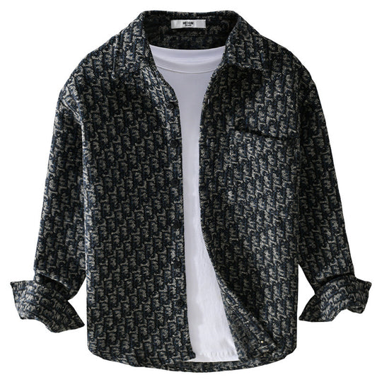 Herren Strukturiertes Jacquard-Overshirt mit Brusttasche und Relaxed Fit Shop Nory