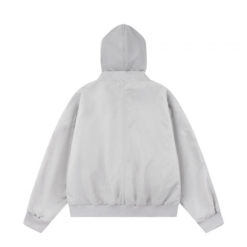 Unisex Oversize Kapuzen-Blousonjacke mit Rippbündchen und Pattentaschen Shop Nory