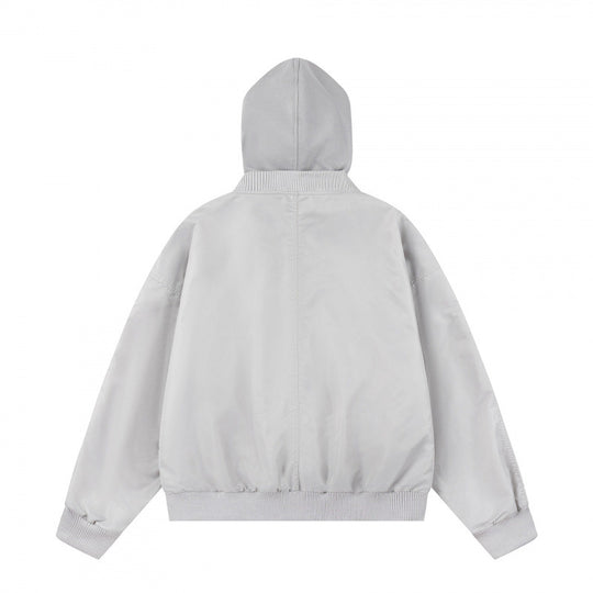 Unisex Oversize Kapuzen-Blousonjacke mit Rippbündchen und Pattentaschen Shop Nory