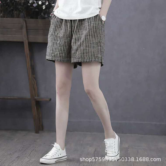 Damen Leichte Baumwollshorts mit Streifendessin ShopNory