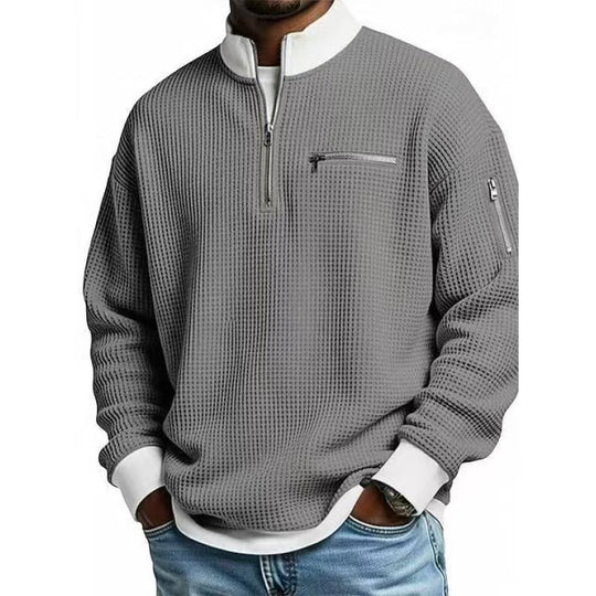 Herren Sweatshirt mit hohem Kragen und praktischem Reißverschluss