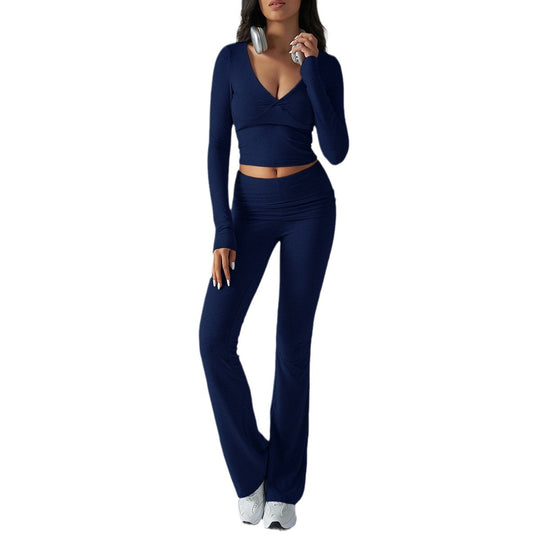Damen nan figurbetonte Yoga-Set mit hoher Taille und V-Ausschnitt Shop Nory