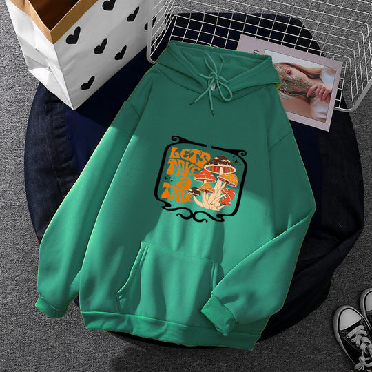Damen nan leichter Oversize Kapuzenpullover mit Herz‑EKG‑Motiv, langen Kordeln und elastischem Bund Shop Nory