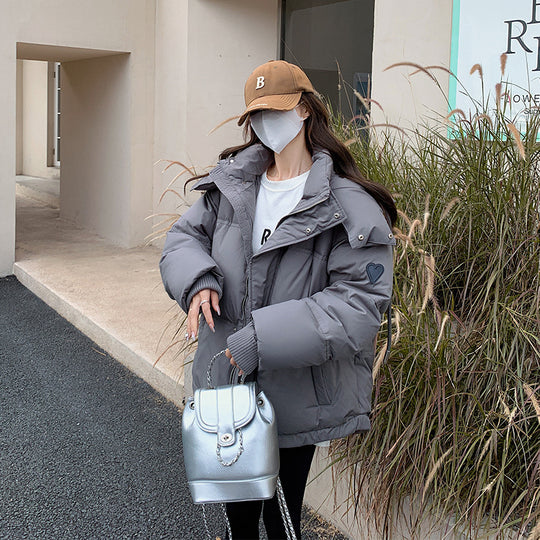 Damen nan leicht wattierte Oversize-Steppjacke mit Kapuze und verdecktem Reißverschluss Shop Nory