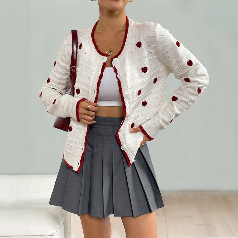 Damen Verspielter Strickcardigan mit Herzmuster Shop Nory