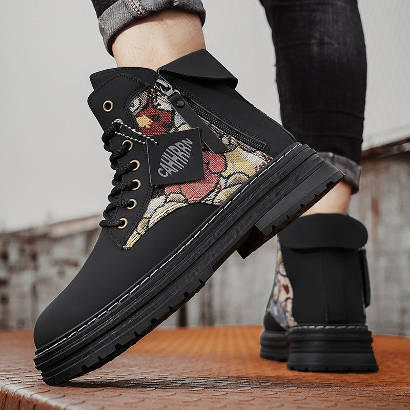 Damen modische Schnürboots mit seitlichem Reißverschluss und farbigen Akzenten Shopnory