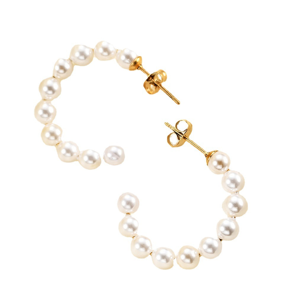 Damen Creolen mit Perlenbesatz Shop Nory