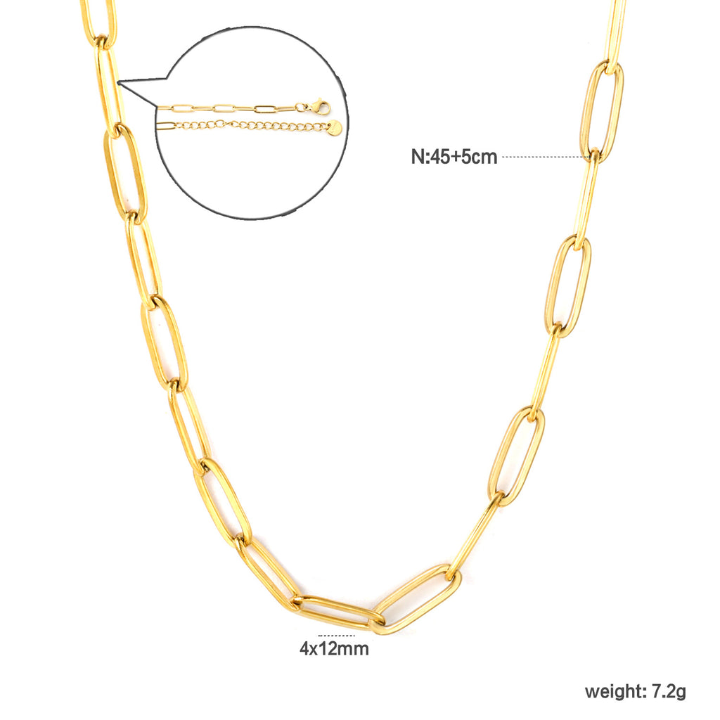 Damen modische Halskette mit luxuriösen ovalen Gliedern und verstellbarem Verschluss Shop Nory