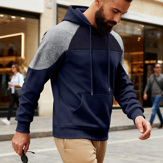 Herren Kapuzenpullover mit texturierter Schulterpasse, Kängurutasche und Raglanärmeln Shop Nory