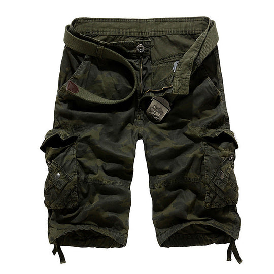 Herren Camo Cargo-Shorts mit mehreren Taschen und verstellbarem Bund