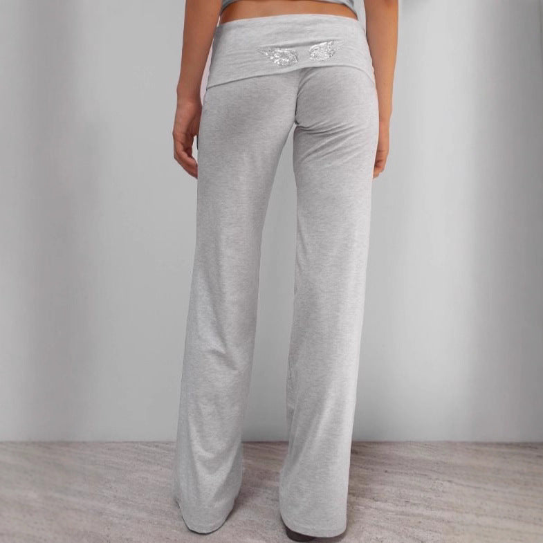Damen Weite Palazzo-Yoga-Hose mit hohem Umschlagbund Shop Nory