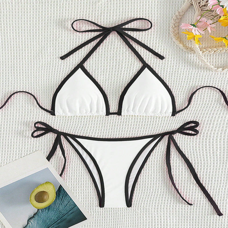 Damen Triangel-Bikini mit verstellbaren Bändern und nahtlosem Design