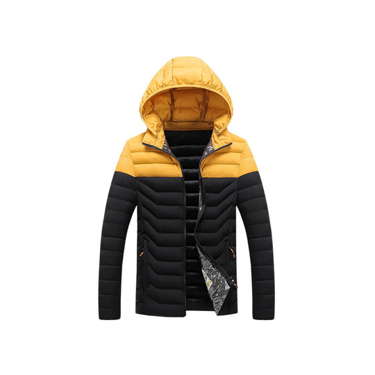 Herren Ultraleichte gesteppte Kapuzenjacke mit Chevron-Steppung, winddichter Außenlage und Thermofutter Shop Nory