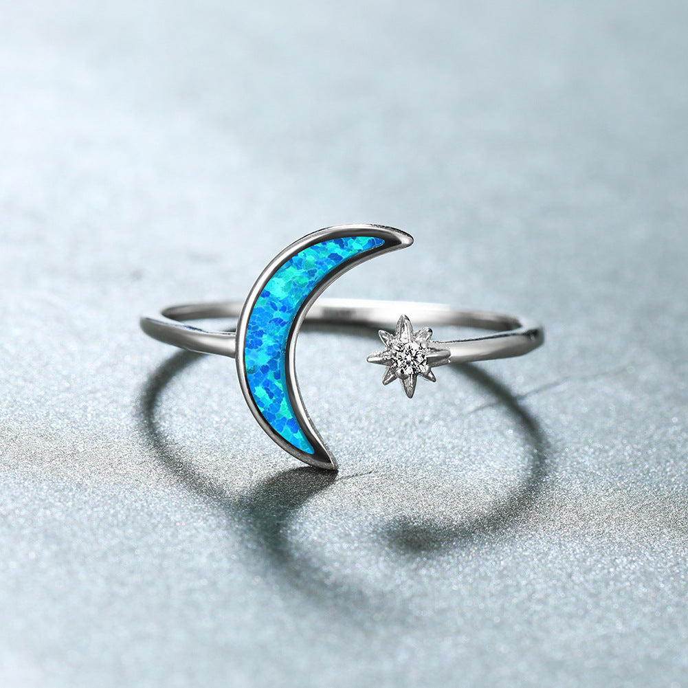 Damen Ring mit schimmerndem Monddesign und funkelnden Zirkonia Shop Nory